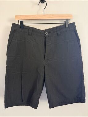 O'Neill Black Plaid Flat Front Men's Shorts